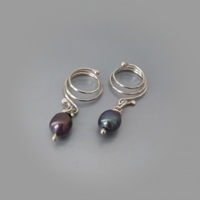 Non Piercing Nipple Rings with freshwater pearls in sterling silver