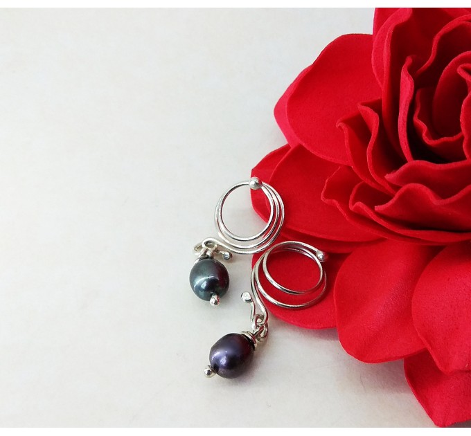 Non Piercing Nipple Rings with freshwater pearls in sterling silver