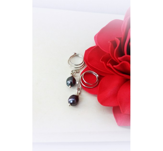 Non Piercing Nipple Rings with freshwater pearls in sterling silver