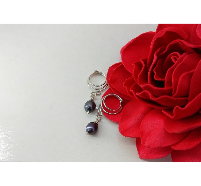 Non Piercing Nipple Rings with freshwater pearls in sterling silver