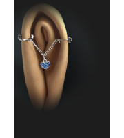 Heart Clitoral Jewellery, Faux piercing with chain and heart Non Piercing Mature ,Clit Clip Adult fun sex toys