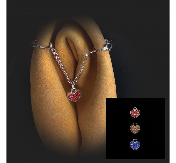 Heart Clitoral Jewellery, Faux piercing with chain and heart Non Piercing Mature ,Clit Clip Adult fun sex toys