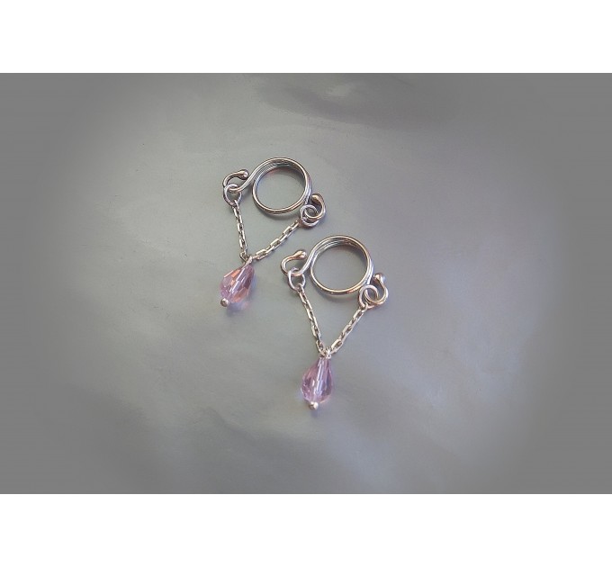 Crystals Nipple rings  Nipple Dangles Non Piercing jewellery sterling silver Adjustable body jewelry nipple clamps
