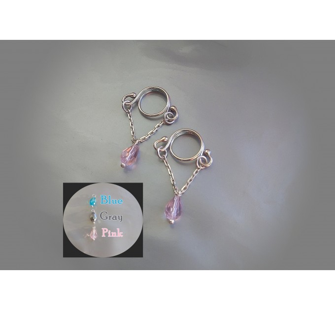 Crystals Nipple rings  Nipple Dangles Non Piercing jewellery sterling silver Adjustable body jewelry nipple clamps