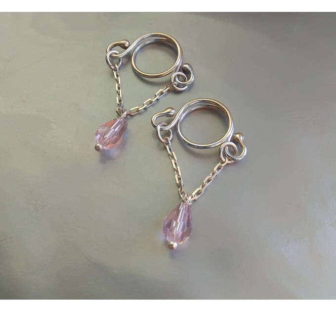 Crystals Nipple rings  Nipple Dangles Non Piercing jewellery sterling silver Adjustable body jewelry nipple clamps