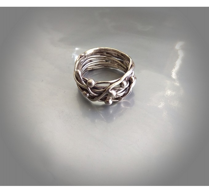 Boho Ring handmade out of silver wire wirewrap art Hippie Ring Wide Ring Free style ring trend random wrapped ring