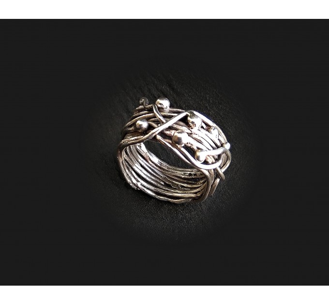 Boho Ring handmade out of silver wire wirewrap art Hippie Ring Wide Ring Free style ring trend random wrapped ring