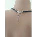  Black leather  Choker With  handmade sterling silver heart Dangling silver Chains and fake nipple piercing  Necklace\Pendants  3 