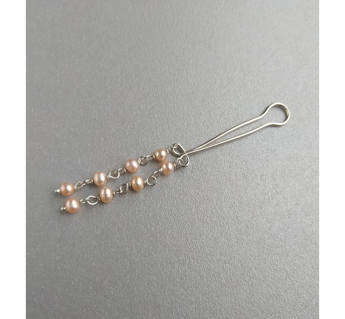 Peach pearls Clitoral Jewelry Fake piercing vaginal Jewelry for women handmade out of 18gauge serling silver wire with real pearl