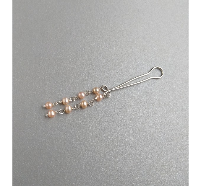 Peach pearls Clitoral Jewelry Fake piercing vaginal Jewelry for women handmade out of 18gauge serling silver wire with real pearl