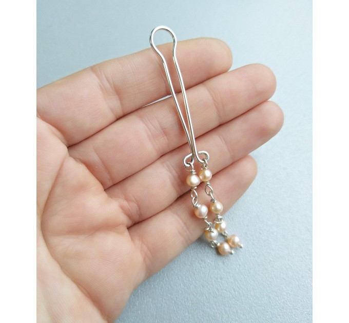Peach pearls Clitoral Jewelry Fake piercing vaginal Jewelry for women handmade out of 18gauge serling silver wire with real pearl