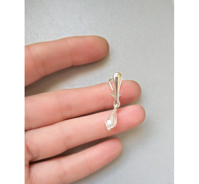Non Piercing Clit Clip with  crystal Sterling silver Faux piercing 