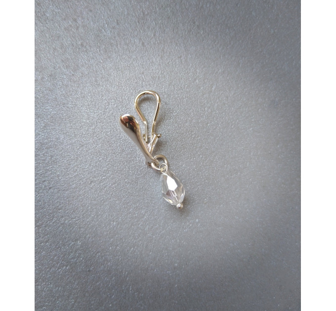 Non Piercing Clit Clip with  crystal Sterling silver Faux piercing 