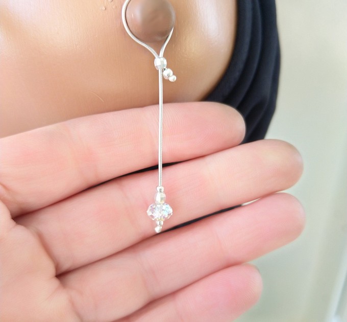Nipple Dangles  with Rainbow  crystal Solid Silver Body Jewelry