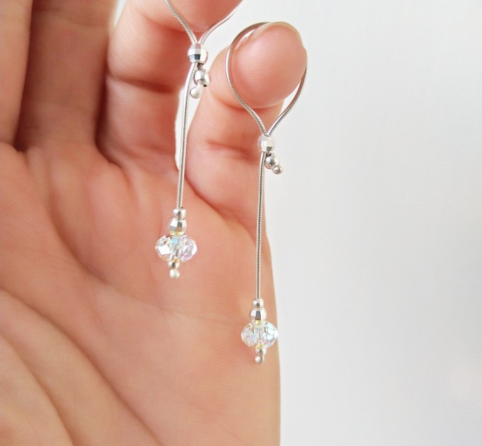 Nipple Dangles  with Rainbow  crystal Solid Silver Body Jewelry