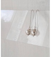 Long earrings Sparkly silver balls 10mm  shining beads minimalist style earrings bridesmaid unique earrings