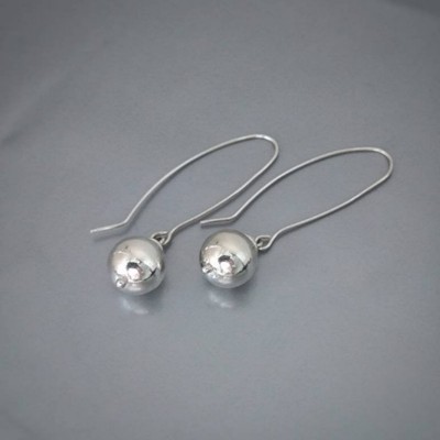 Long earrings Sparkly silver balls 10mm Sterling silver Earrings shining beads minimalist style earrings bridesmaid unique earrings
