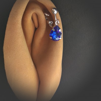 Faux clitoral piercing with Indigo crystal\Non Piercing Clit Clip/crystal clit clip/vaginal jewelry/clitoral jewelry non piercing