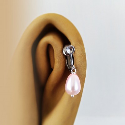 Clitoral Jewellery , Faux piercing with pink pearl Non Piercing Clit Clip Adult fun sex toys