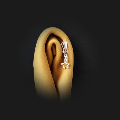 Silver Clitoral Jewellery with silver star Faux piercing  Non Piercing Clit Clip Adult fun sex toys