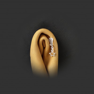 Non Piercing Clit Clip Silver Clitoral Jewellery with silver star Faux piercing    Adult fun sex toys