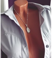 Handmade silver yoni pendant with natural pink pearl Fine Silver Vagina Necklace