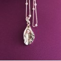 Handmade silver yoni pendant with natural pink pearl Fine Silver Vagina Necklace