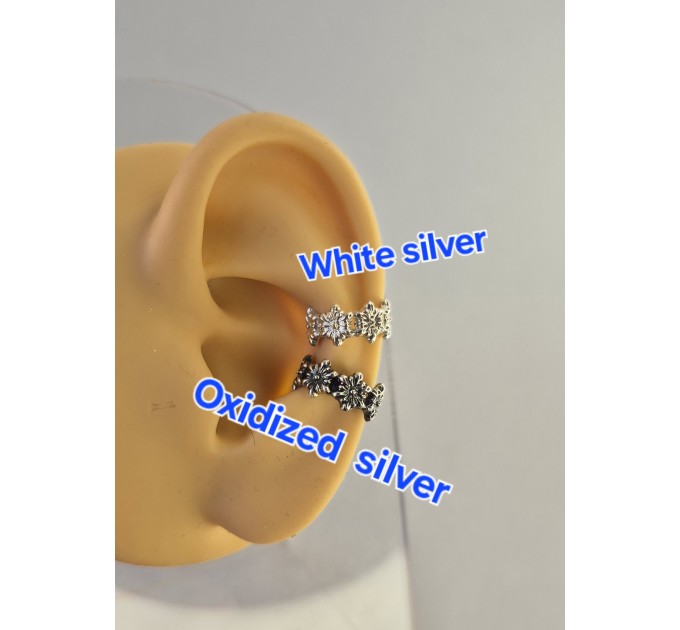 Silver Flower Ear Cuff – Handmade No-Piercing Jewelry