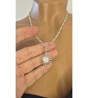 Handmade Silver Sun Pendant Necklace – Sterling Silver with 45cm Chain