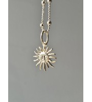 Handmade Silver Sun Pendant Necklace – Sterling Silver with 45cm Chain