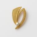 Art Deco Style Gold Leaf Brooch with Synthetic Pearl — Vintage by SilverBuds