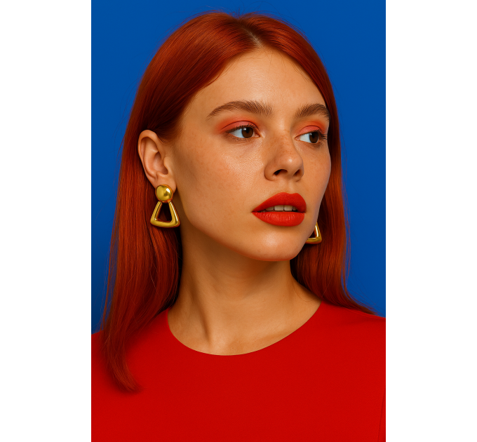 Vintage Monet Gold-Tone Clip-On Earrings – Retro Geometric Elegance