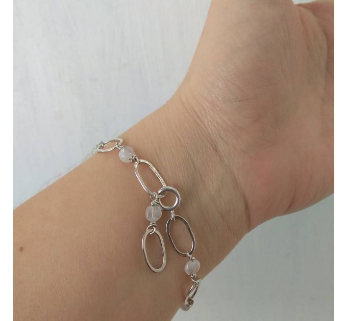 Handmade Sterling Silver Bracelet with Moonstone Beads