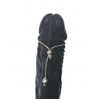 Sterling silver lasso with silver beads and chain Snake  - Sterling silver jewelry   Adjustable ring - jewelry for mens