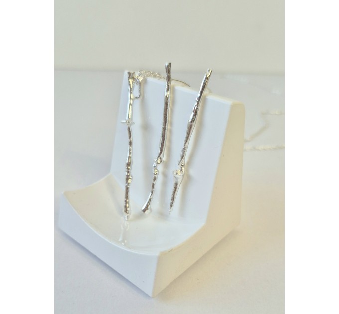 One-of-a-Kind Handmade Silver Jewelry Set – Twig Studs & Pendant