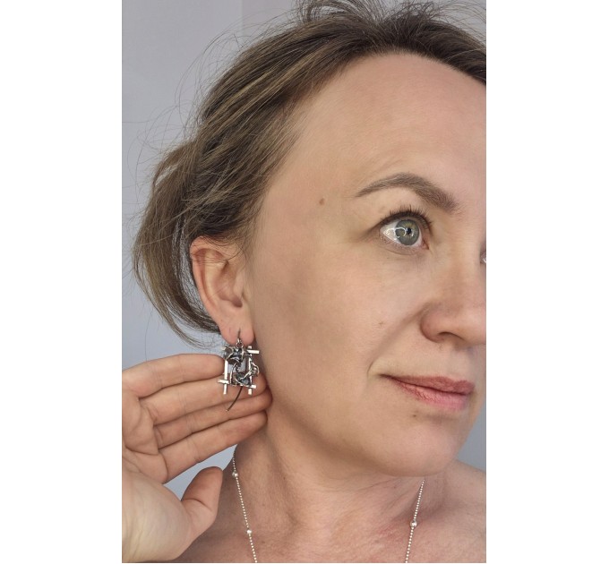 One-of-a-Kind Handmade Silver Earrings – Abstract Sculptural Design