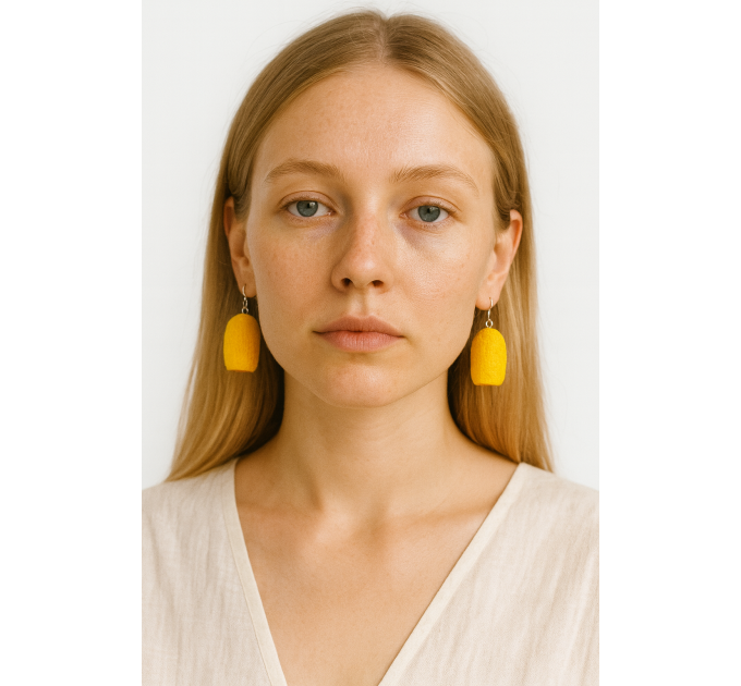 Handmade Yellow Boho Earrings from Silkworm Cocoons | SilverBuds