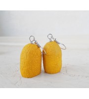 Handmade Yellow Boho Earrings from Silkworm Cocoons | Eco Jewelry with Silver Hooks