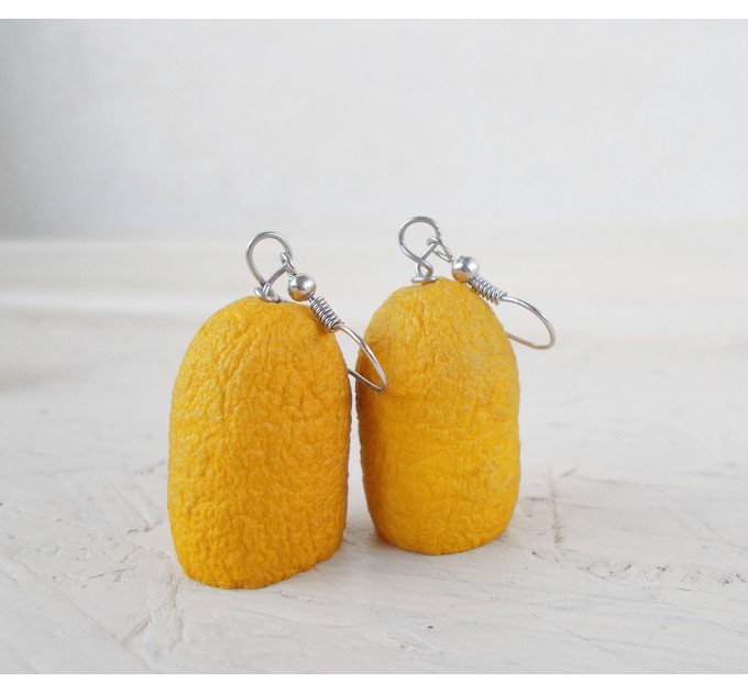 Handmade Yellow Boho Earrings from Silkworm Cocoons | SilverBuds