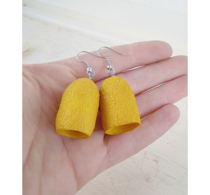 Handmade Yellow Boho Earrings from Silkworm Cocoons | SilverBuds