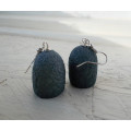 Black earrings handmade of silkworm cocoons, Boho earrings 