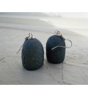 Black earrings handmade of silkworm cocoons, Boho earrings 