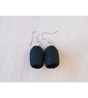 Black earrings handmade of silkworm cocoons, Boho earrings 