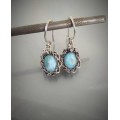 Larimar Wire Wrapped Earrings – Handmade Silver Drop Earrings 