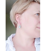 Silver Wire wrap earrings with larimar