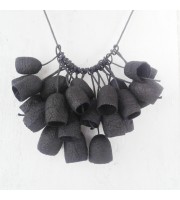 Black Necklace gothic style Silk necklace boho style silkworm cocoons Blackjewelry gift for wife gypsy necklace