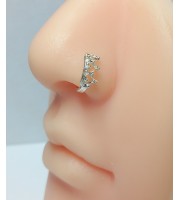 Fake nose ring 925 Sterling Silver Tiny Faux Piercing Hoop - No Piercing Needed