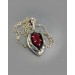 Silver yoni pendant with ruby