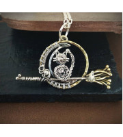 Wire wrapped Cat pendant - Sterling silver and brass