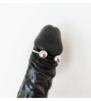 Cock Glans Rings - Solid Silver - Worn below the head of your cock on your Frenulum - 2 pressure balls - Handmade body jewellery for Men